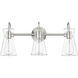 Camellia 3 Light 22 inch Brushed Nickel Bathroom Vanity Light Wall Light